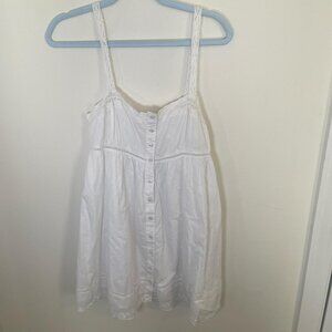 Urban Outfitters White Embroidered & Crochet Babydoll Mini Dress